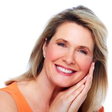 Beautiful elderly lady portrait. Isolated on white background.